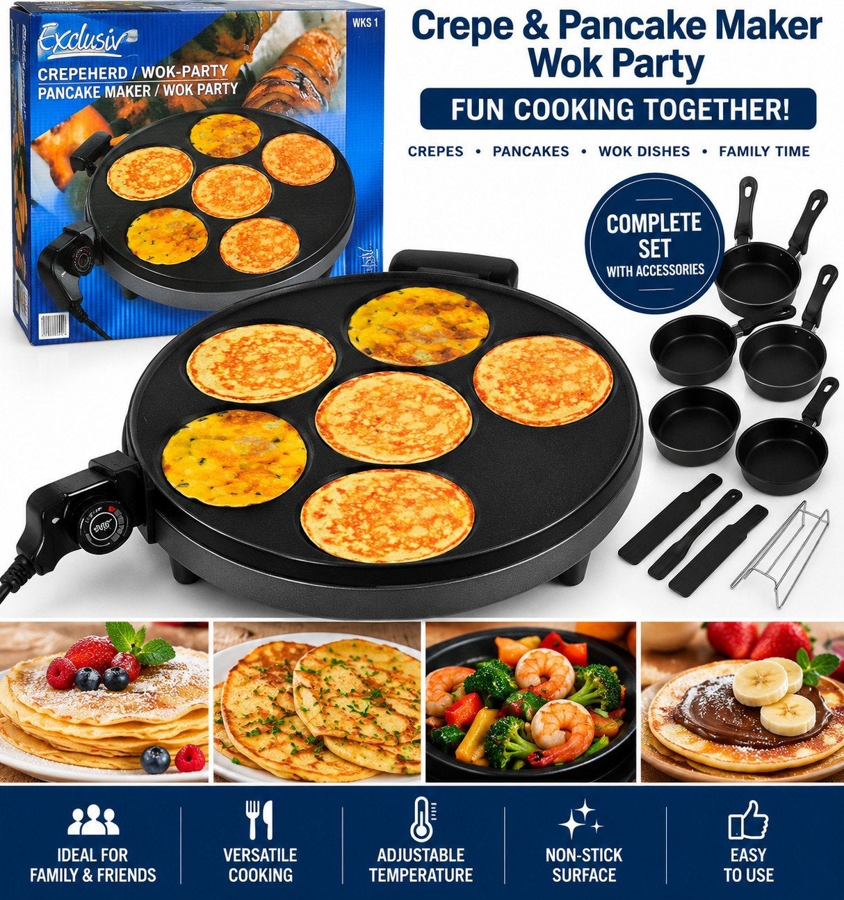 Exclusiv Crepe/Pancake Maker / Wok Party set, Ophalen