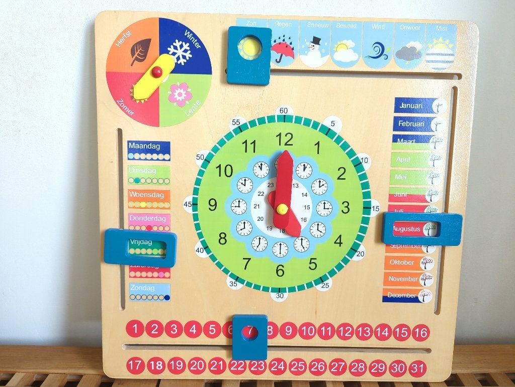 Oefenbord met kloklezen, kalender en seizoenen, Ophalen, Gebruikt