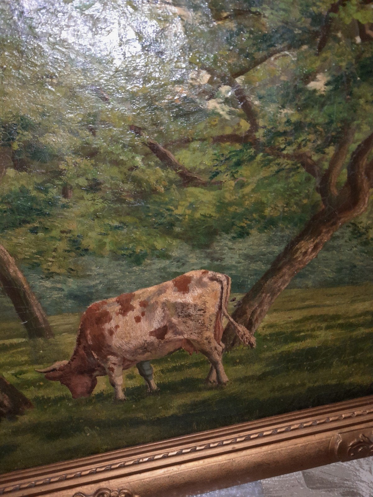 Arthur de waerherdt koeien in zomerse boomgaard, Antiek en Kunst, Ophalen of Verzenden