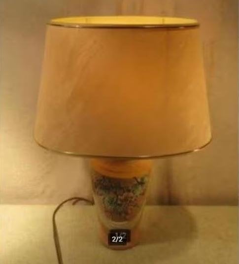 Prachtige Tafellamp in aardewerk met Retro Kap - 56cm, Ophalen of Verzenden, Huis en Inrichting