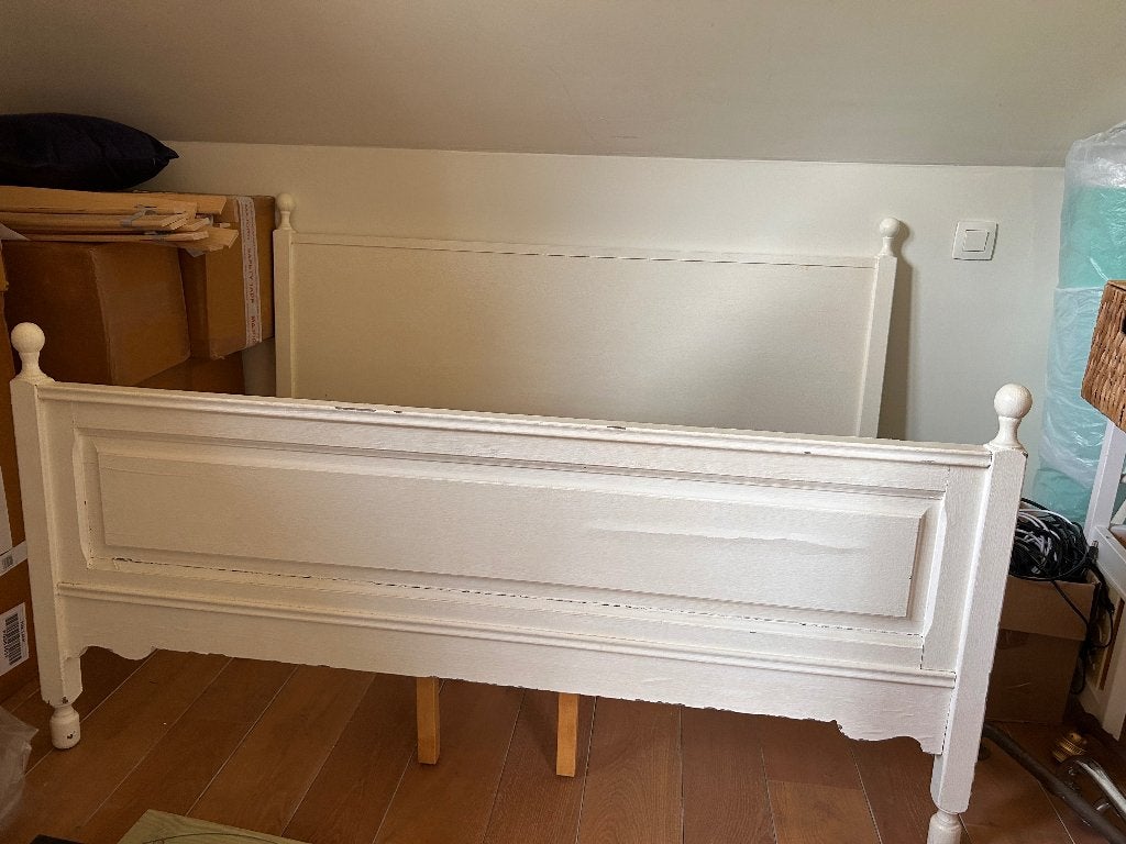 Bed, Huis en Inrichting, Ophalen, Gebruikt, Wit, Tweepersoons