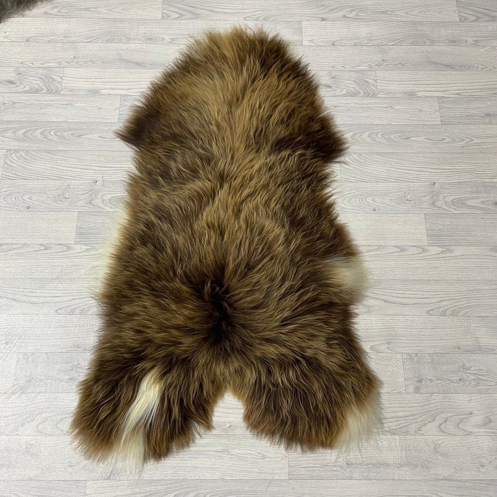 Schapenvacht IJslands bruin wit 120x70cm #1881 | Lederstore, Neuf, Tapisserie murale, Brun, Matériau naturel