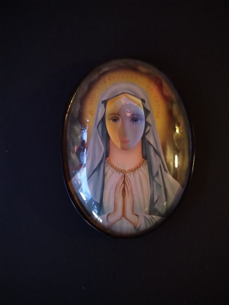 Marie en 3D, Antiquités & Art, Enlèvement ou Envoi, Verre, Décoration murale, Religion