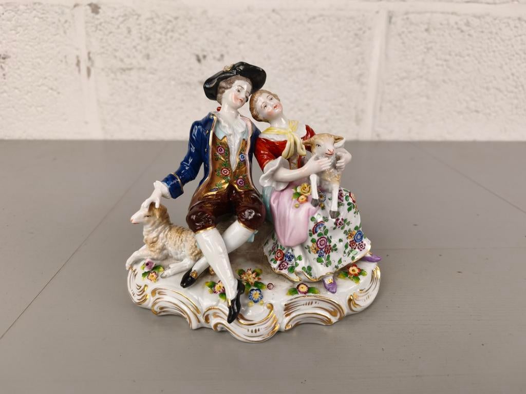 Porseleinen groep Old Sitzendorf, 19e eeuw, Antiek en Kunst, Ophalen of Verzenden