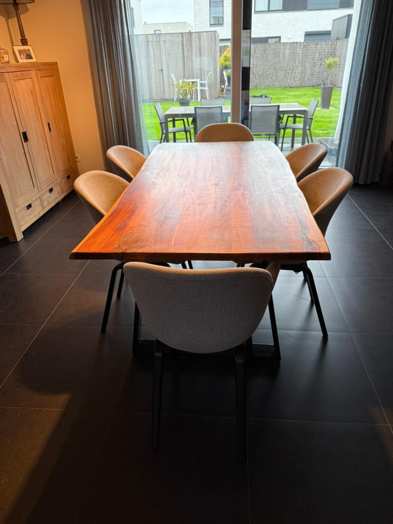 Eettafel met grijze stoelen, Overige materialen, 200 cm of meer, 50 tot 100 cm, Zo goed als nieuw