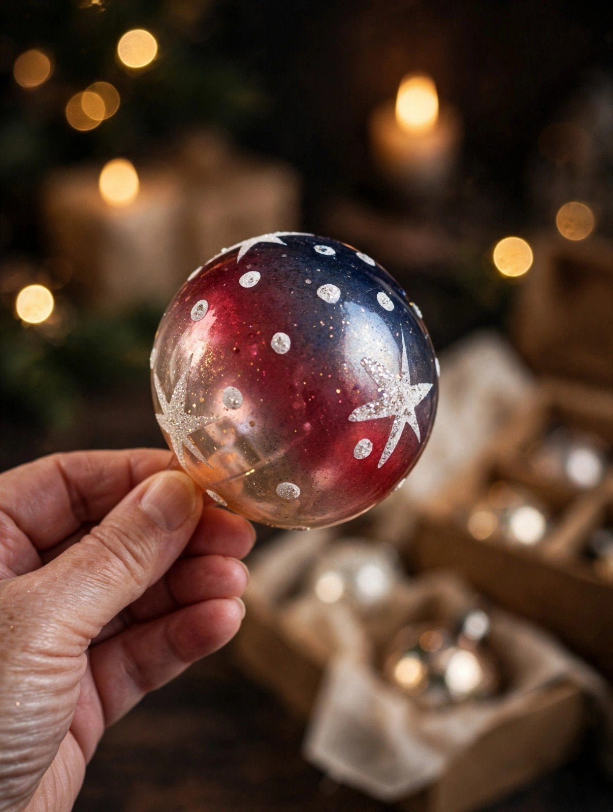 Partij originele jaren 60 glazen gesuikerde kerstballen, Diversen, Ophalen, Zo goed als nieuw