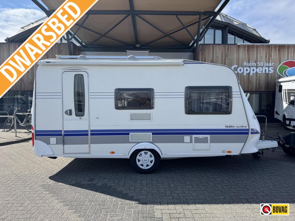 Hobby Excellent 440 SF 2008 MOVER + TENT 250!, Vast bed, Hobby, Treinzit, Schokbreker