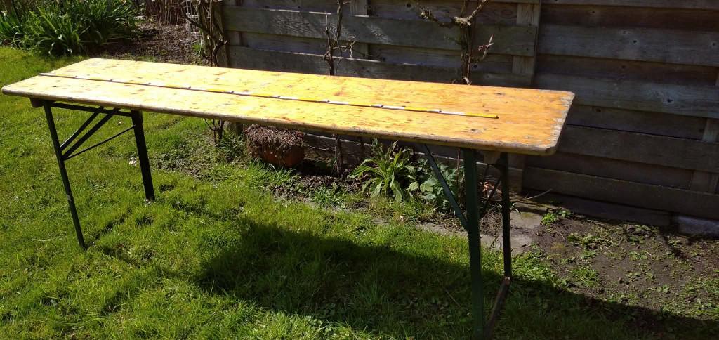 Biertafel, Tuin en Terras, Ophalen, Gebruikt, Rechthoekig, Hout