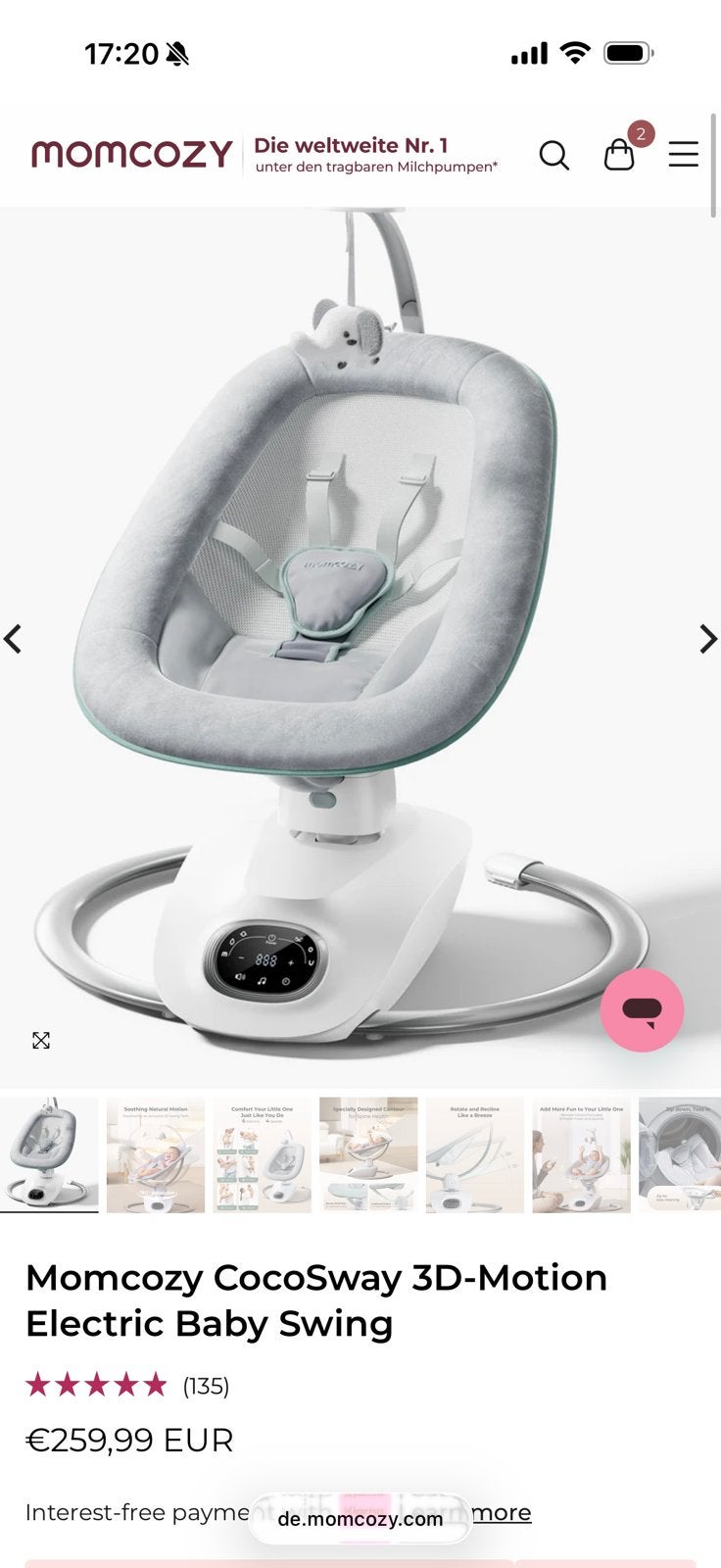 RELAX CHAISE MOMCOZY NEUF 185€, Kinderen en Baby's, Ophalen, Zo goed als nieuw
