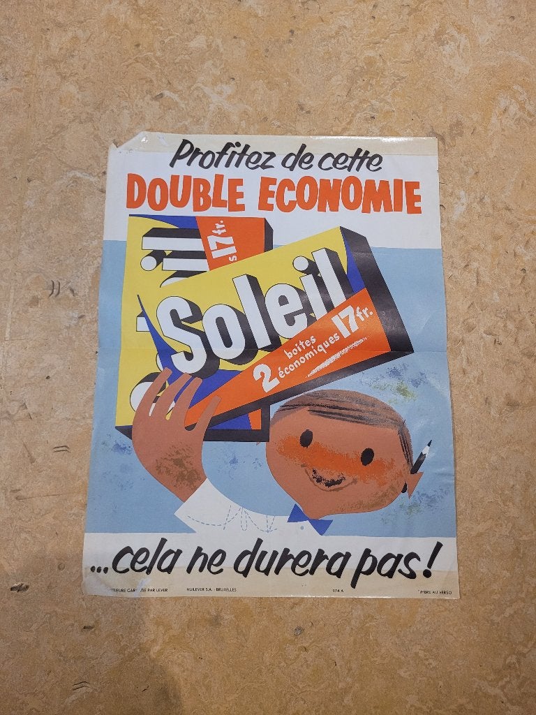 ancienne publicité Delhaize Soleil, Enlèvement ou Envoi, Utilisé, Panneau publicitaire