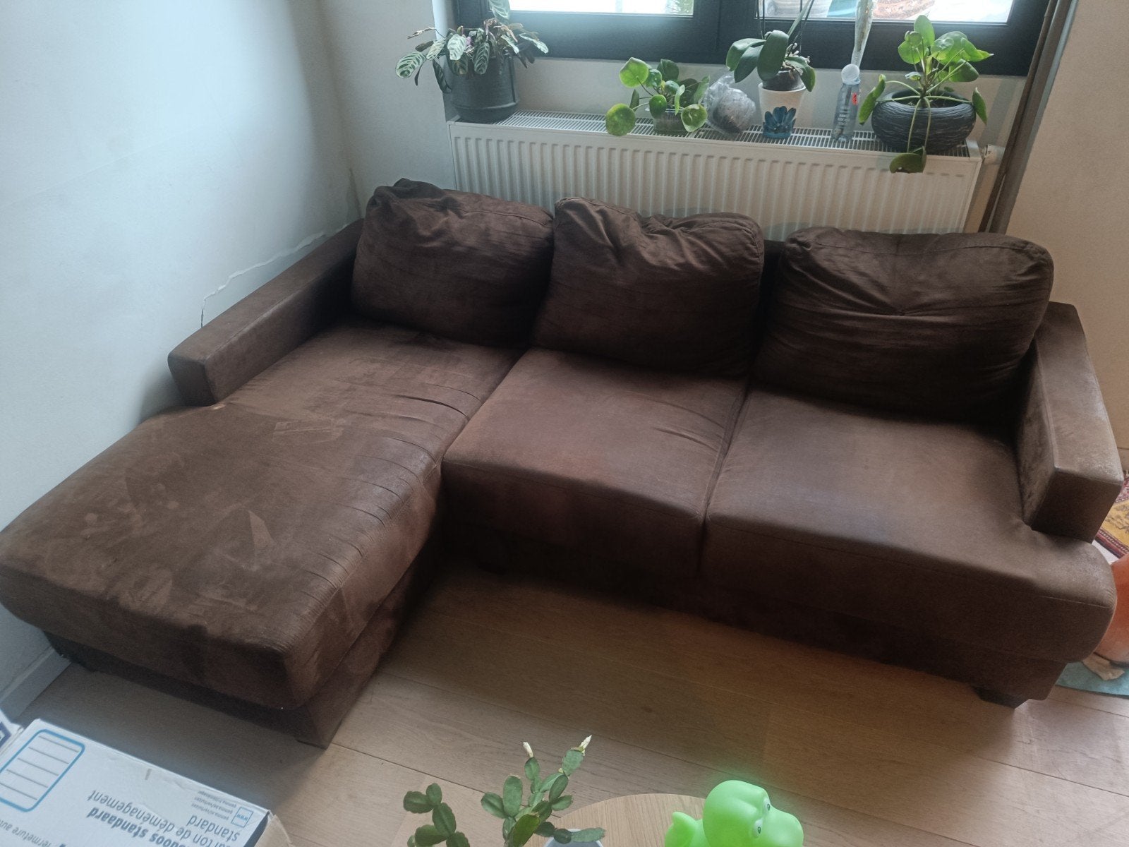 Zitbank bruin, 3/4-persoons, Huis en Inrichting, Ophalen, Gebruikt, Stof, Standaard