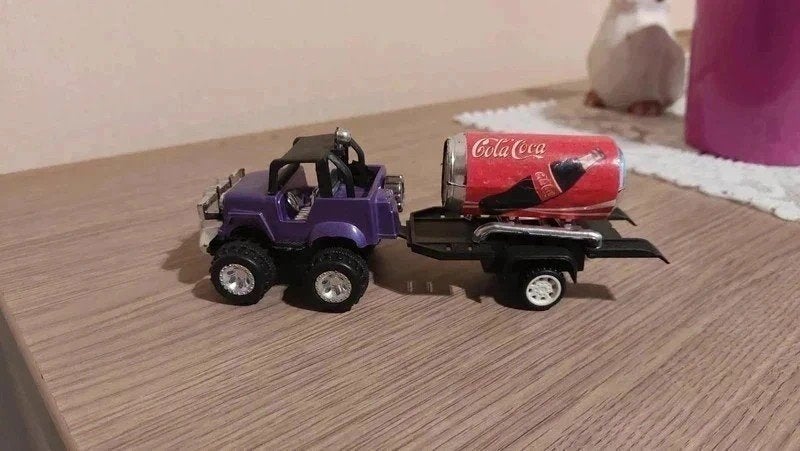 Coca-Cola speelgoedset : Jeep met aanhangwagen, Ophalen of Verzenden, Gebruikt, Overige typen