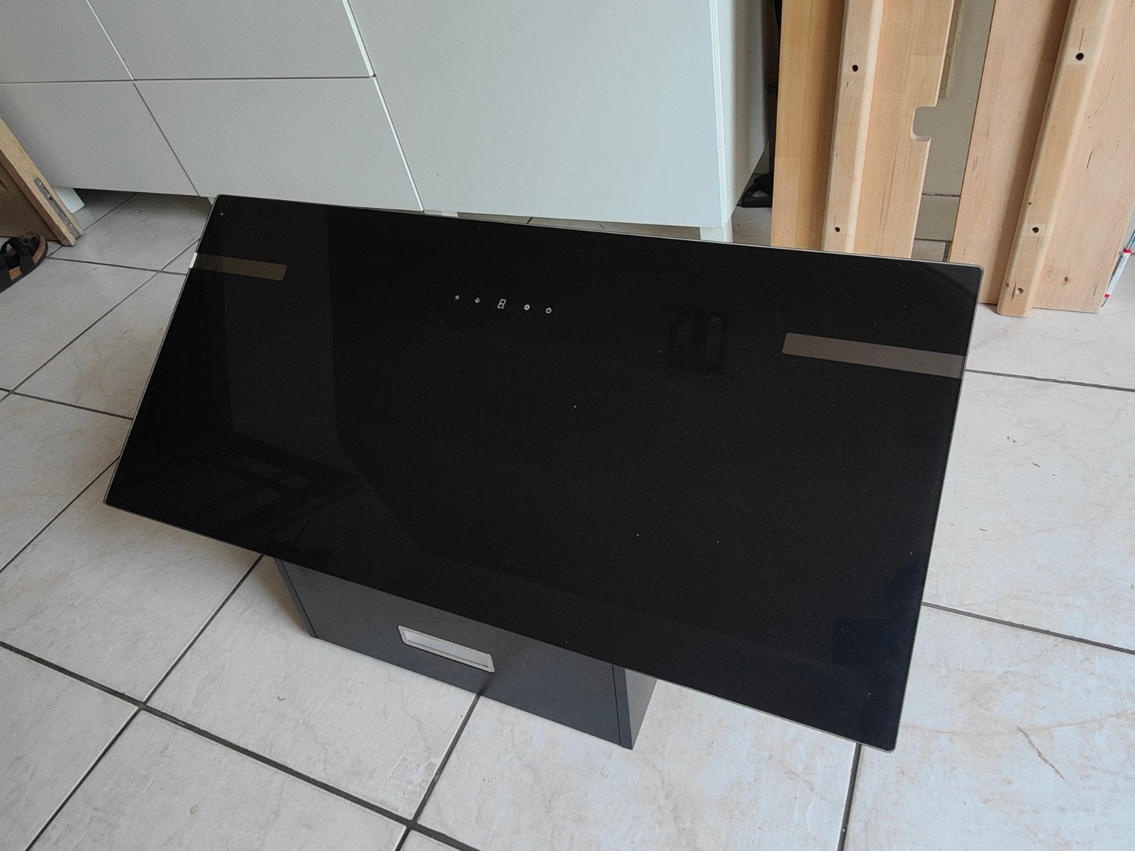 Dampkap met verlichting – zwart glas, geen luchtafvoer nodig, Elektronische apparatuur, Afzuigkappen, Recirculatie, Ophalen