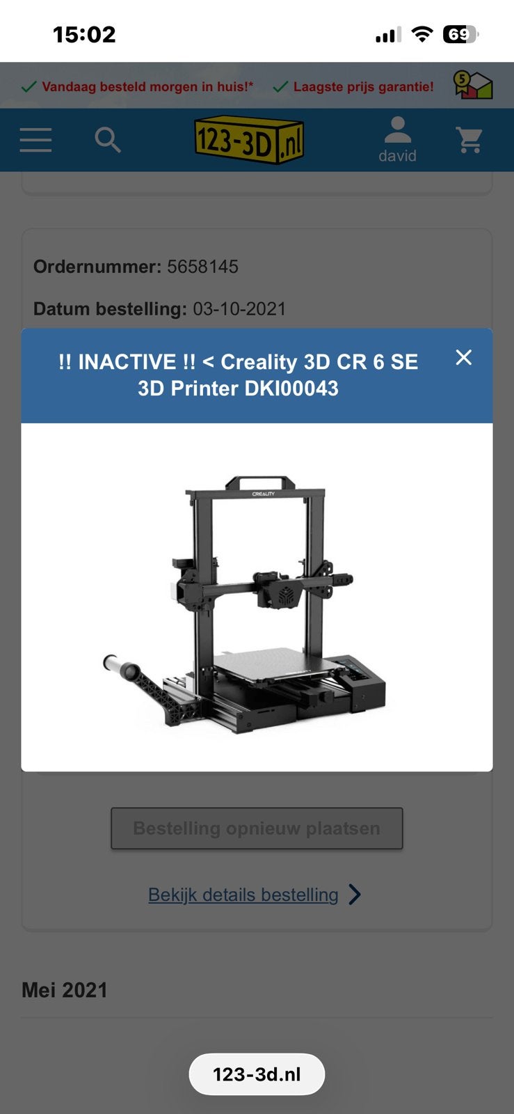 Creality cr6 se 3d printer, Ophalen, Zo goed als nieuw