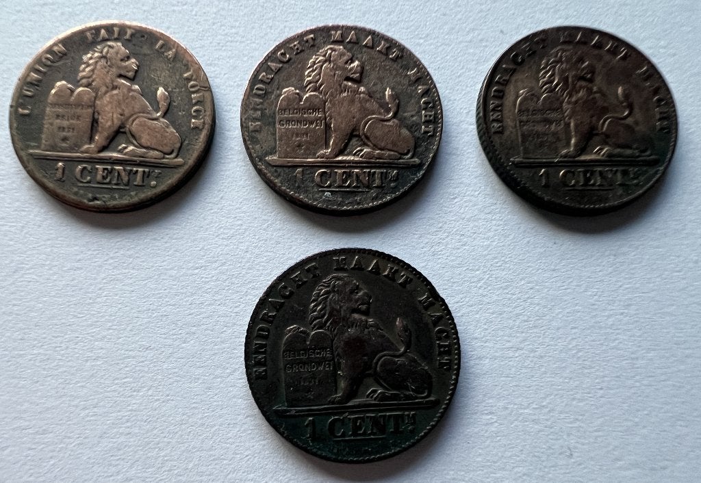 Belgie munten - 1 centiem - centimes- Leopold 2 - Albert - 3, Ophalen of Verzenden, Overig, Setje