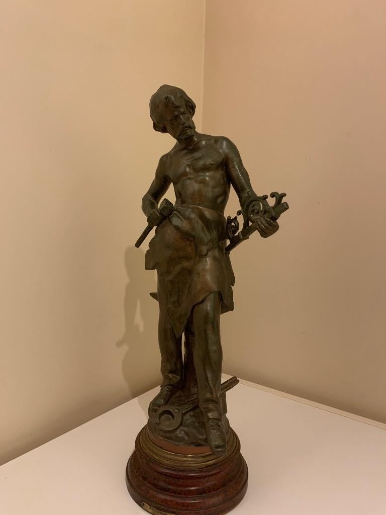 Bronzen beeld FORGERON van August Moreau, Ophalen, Handgemaakt, 50 - 100 cm, Brons