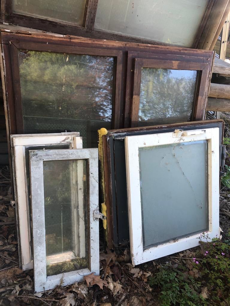 Ramen en glas gratis, Doe-het-zelf en Bouw, Ophalen, Gebruikt, Gevelraam of Ruit, Dubbelglas