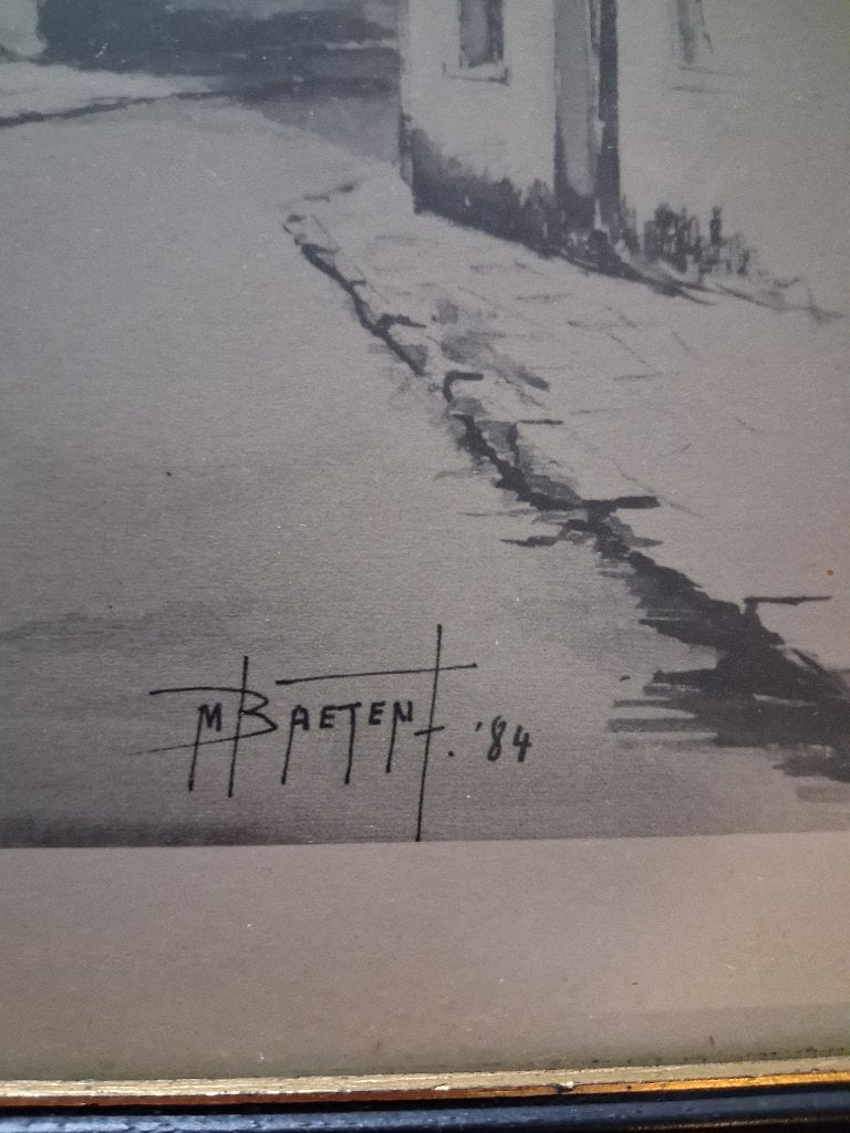 Etsen, Antiek en Kunst, Kunst | Etsen en Gravures, Ophalen, Dagelijks leven, 42 cm, Gesigneerd