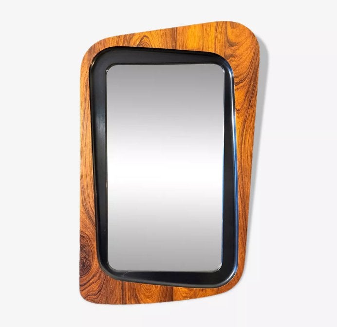 ️️💕 50" Glass & Trä Sweden Rosewood Mirror, Ophalen of Verzenden, Zo goed als nieuw
