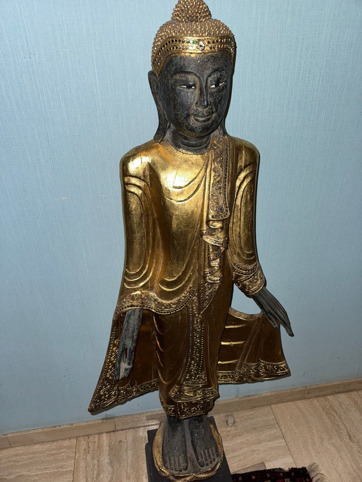 Prachtig houten Boeddha beeld (Mandalay stijl), Maison & Meubles, Accessoires pour la Maison | Statues de Bouddha, Comme neuf