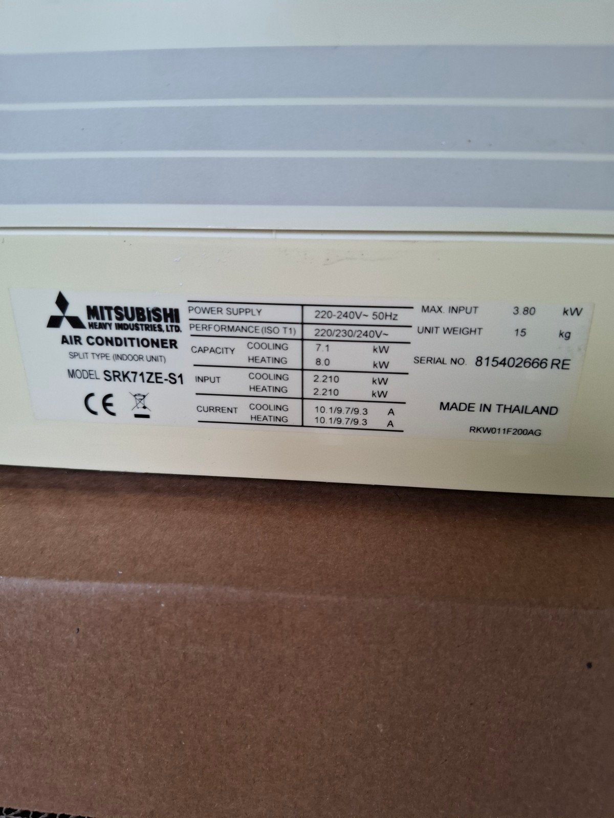 Airco mitsubishi 7 kw voor onderdelen, Doe-het-zelf en Bouw, Overige Doe-Het-Zelf en Bouw, Ophalen