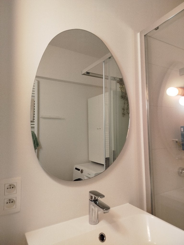 Spiegel Organisch Badkamer, Maison & Meubles, Accessoires pour la Maison | Miroirs, Comme neuf, 50 à 75 cm, Moins de 100 cm, Autres formes