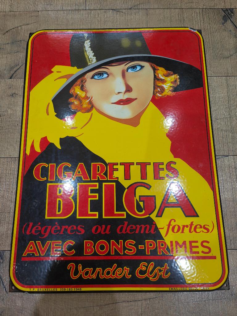 Belga Emaille bord 42,5 cm x 58 cm (vervalsing), Verzamelen, Ophalen of Verzenden, Gebruikt, Reclamebord