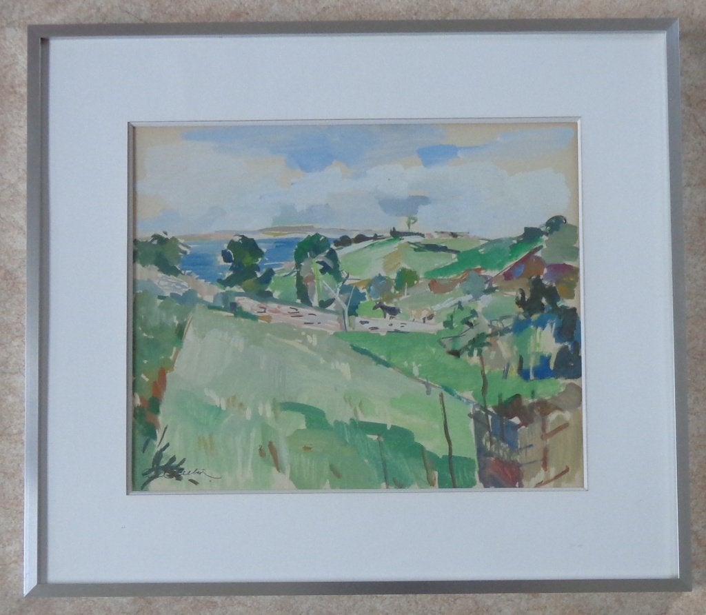 ERNEST ALBERT / BRETAGNE / ORIGINEEL WERK / 57x65cm / KADER, Expressionistisch, Ophalen of Verzenden, Landschap, Olieverf