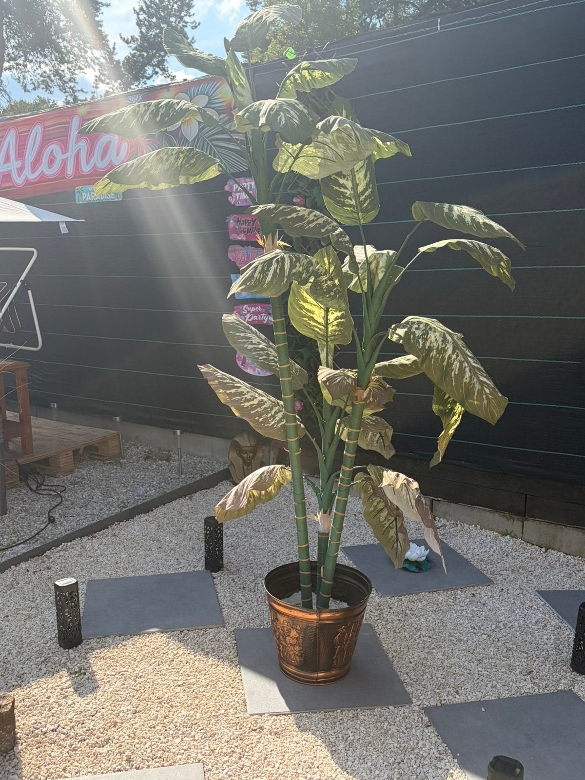 Groot mooie artificele Bloem met Koper Houder 170cm Hoogte, Jardin & Terrasse, Plantes | Arbres, En pot, Autres espèces, Enlèvement