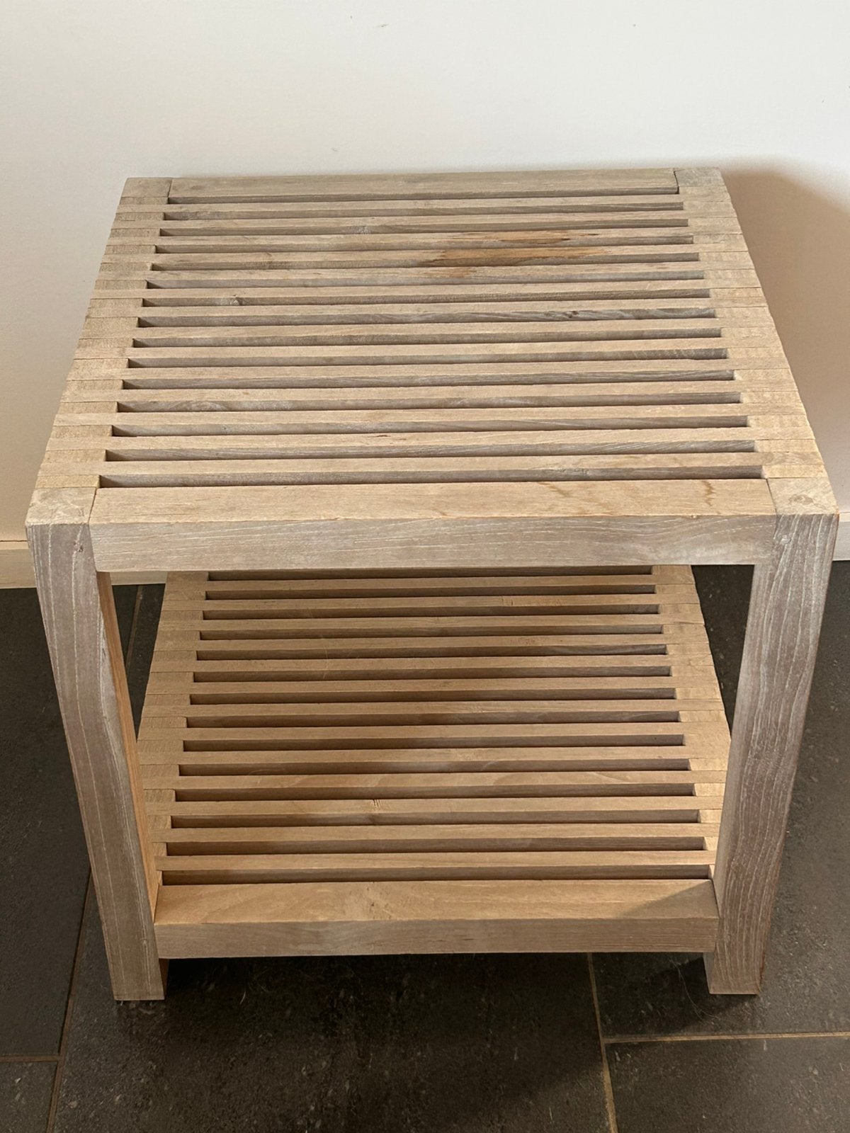 Table de jardin teck 50x50 cm, Jardin & Terrasse, Enlèvement, Utilisé, Carré, Bois
