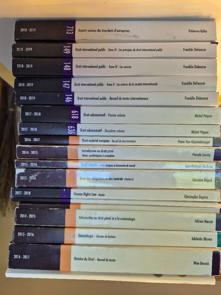 Lot de syllabi de droit et criminologie ULiège & UCLouvain, Livres, Enlèvement, Utilisé