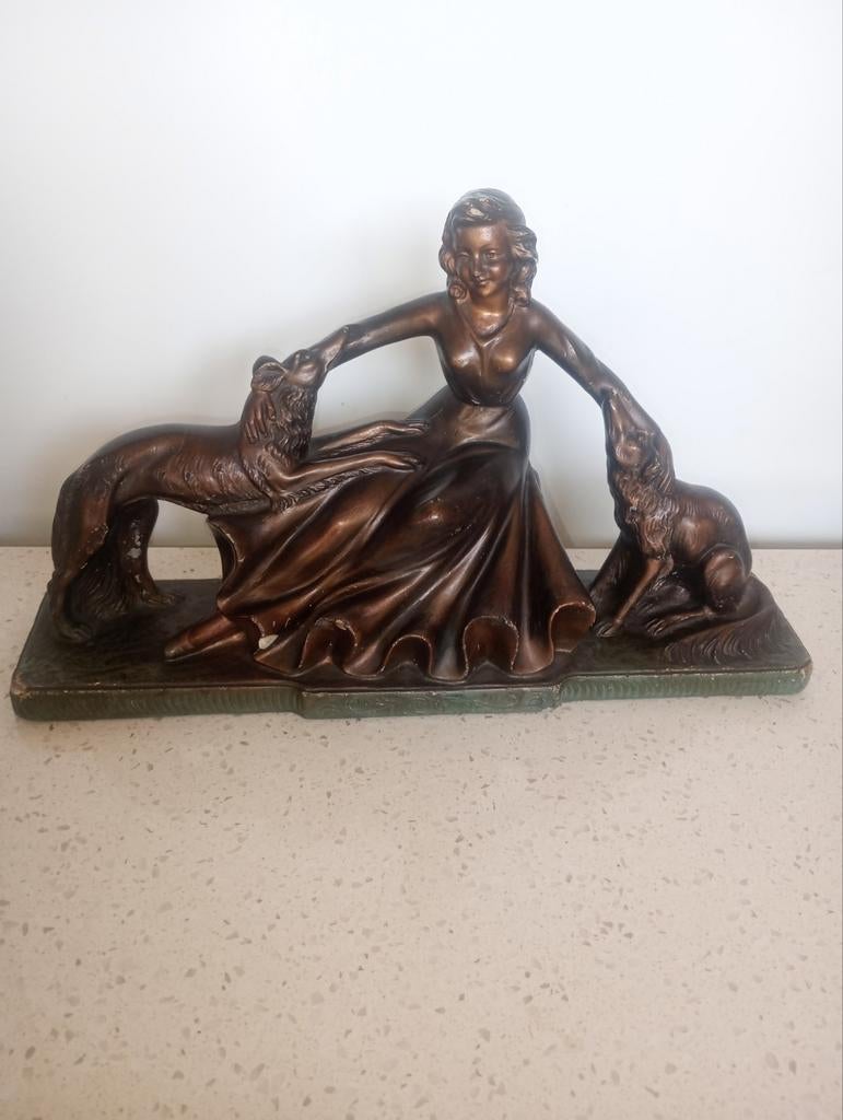 Art deco beeld, Enlèvement, Art deco, Gips, Statue