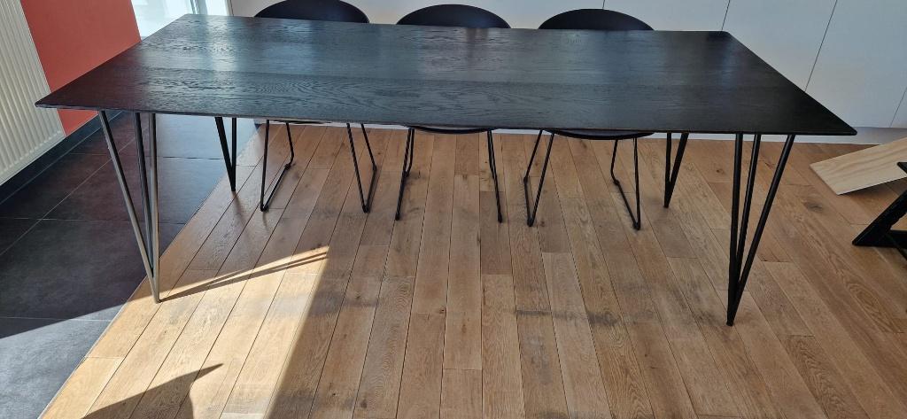 Zwarte Gelakte Tafel 6Personen, Ophalen, Gebruikt, Eikenhout, 200 cm of meer