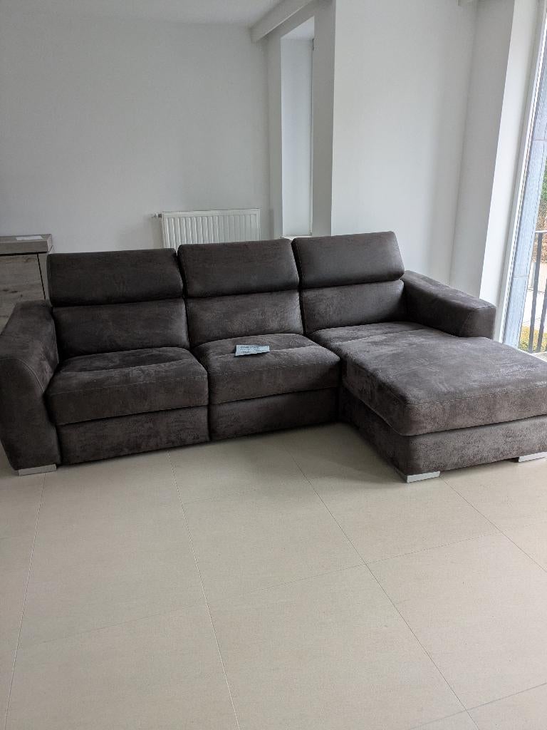 Divan avec méridienne en tissus micro fibre, Enlèvement, Comme neuf, Banc d'angle, Tissus