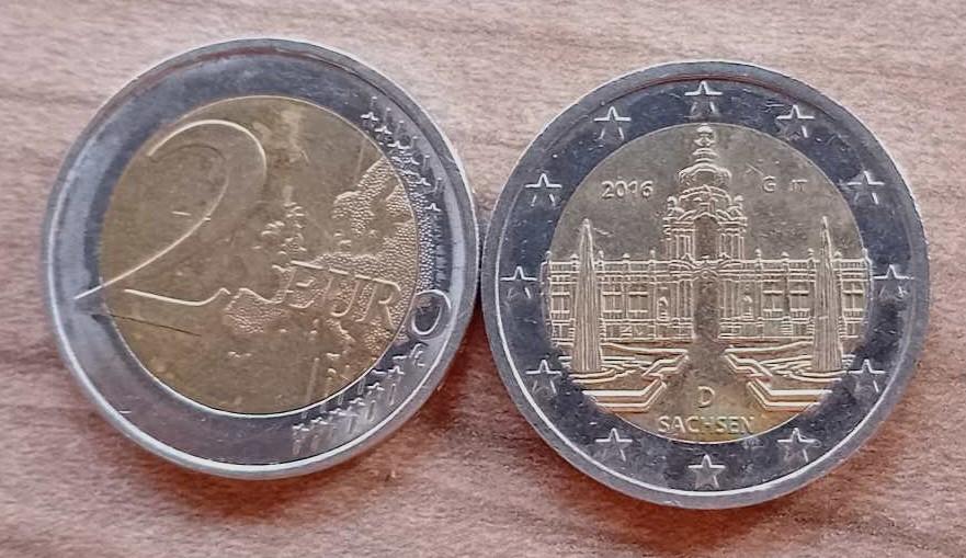 2 euro Duitsland 2016 (Sachsen – Zwinger in Dresden), Postzegels en Munten, Munten | Europa | Euromunten, Ophalen, Duitsland, 2 euro