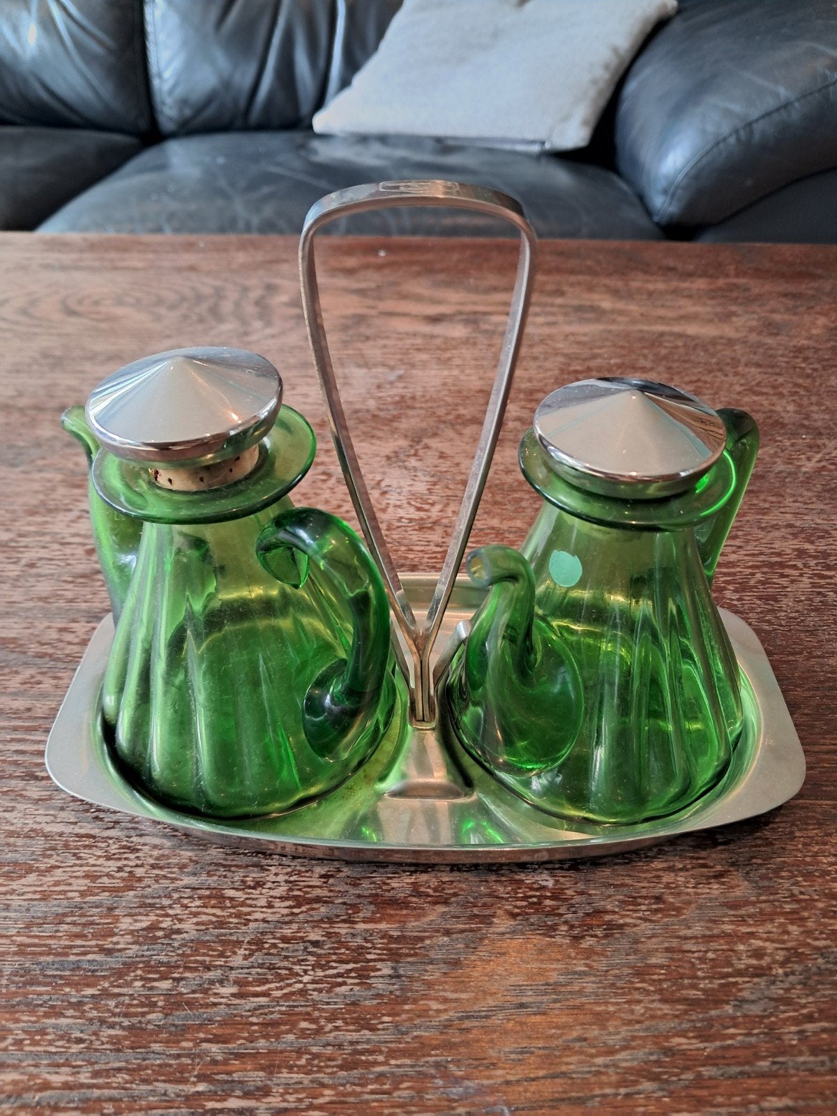 vintage olie en azijn vatjes, Maison & Meubles, Accessoires pour la Maison | Vases, Enlèvement, Vert
