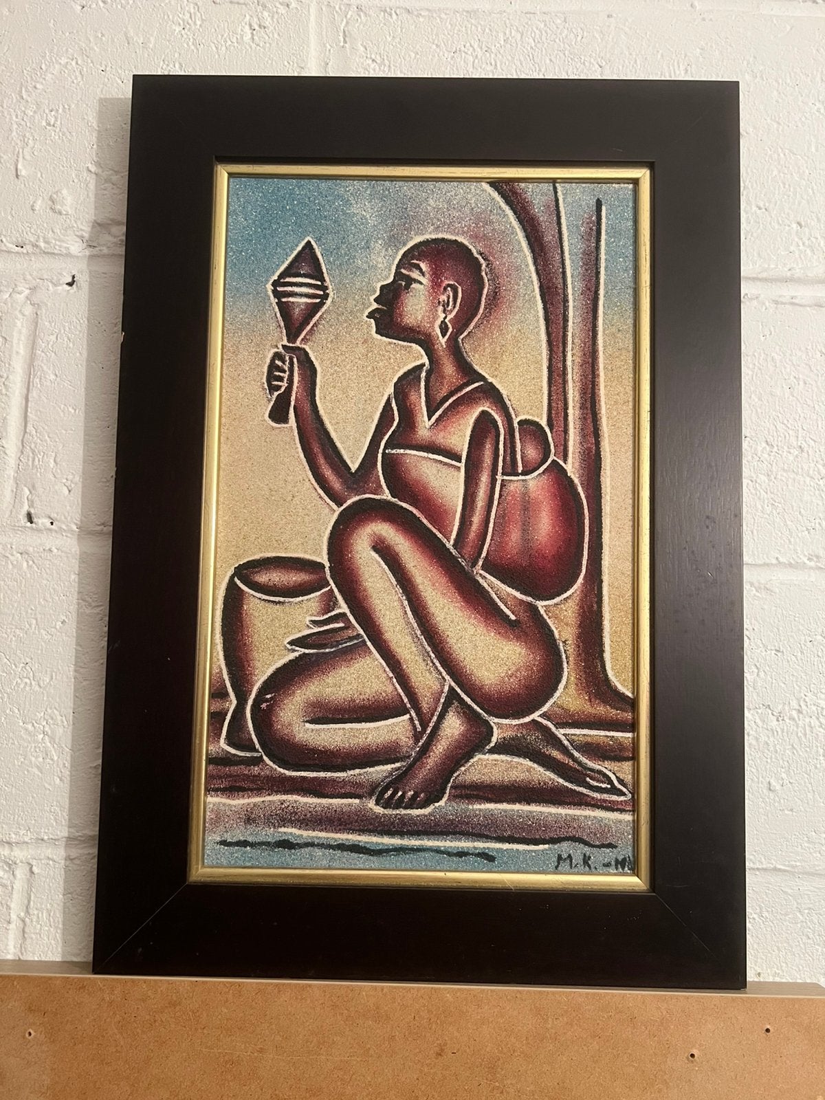 Tableau africain vintage Peinture sur sable, Antiquités & Art, Enlèvement
