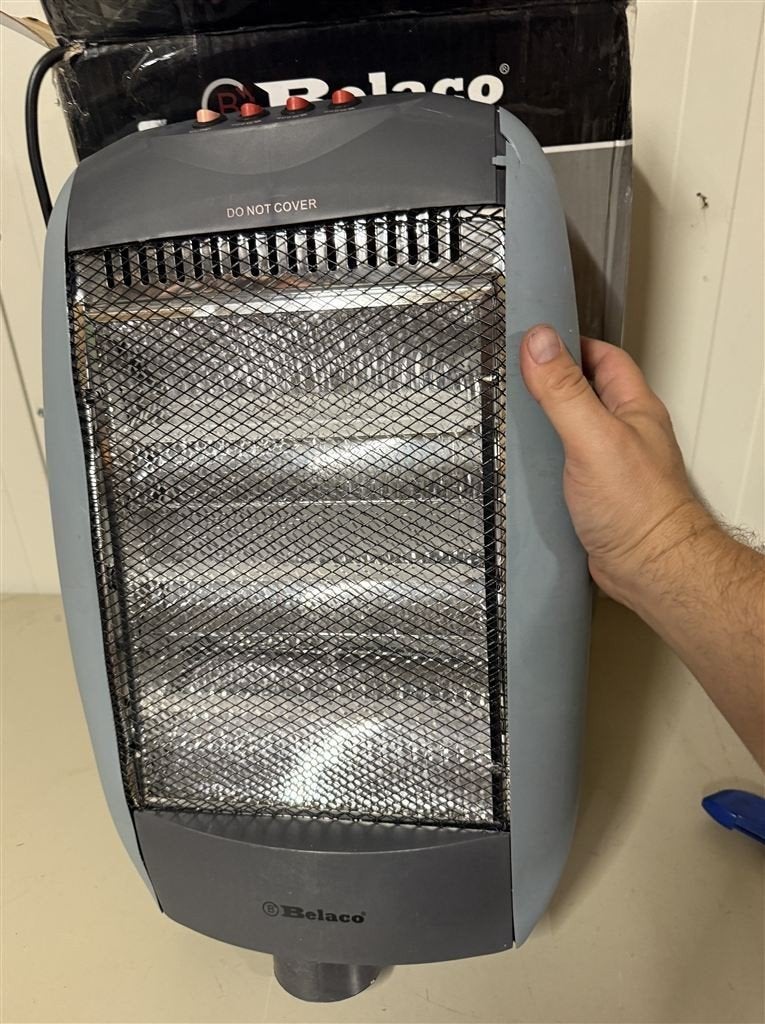 Belaco Grijze Halogeenkachel 400-1200W - BEL-HHC19S, Huis en Inrichting, Kachels, Ophalen of Verzenden, Zo goed als nieuw