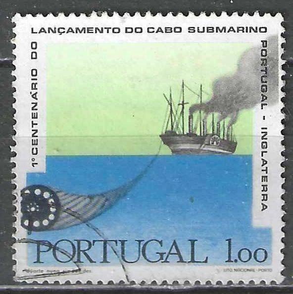 Portugal 1970 - Yvert 1093 - Onderwaterkabel (ST), Postzegels en Munten, Postzegels | Europa | Overig, Verzenden, Portugal, Gestempeld