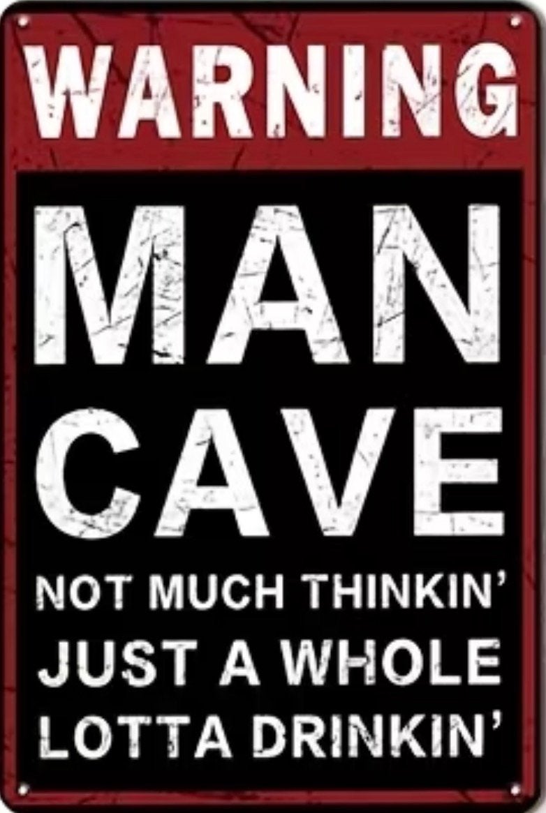 Panneau en bois Warning Mancave - Mancave vintage rétro, Neuf, Avec image, Bois, 30 cm
