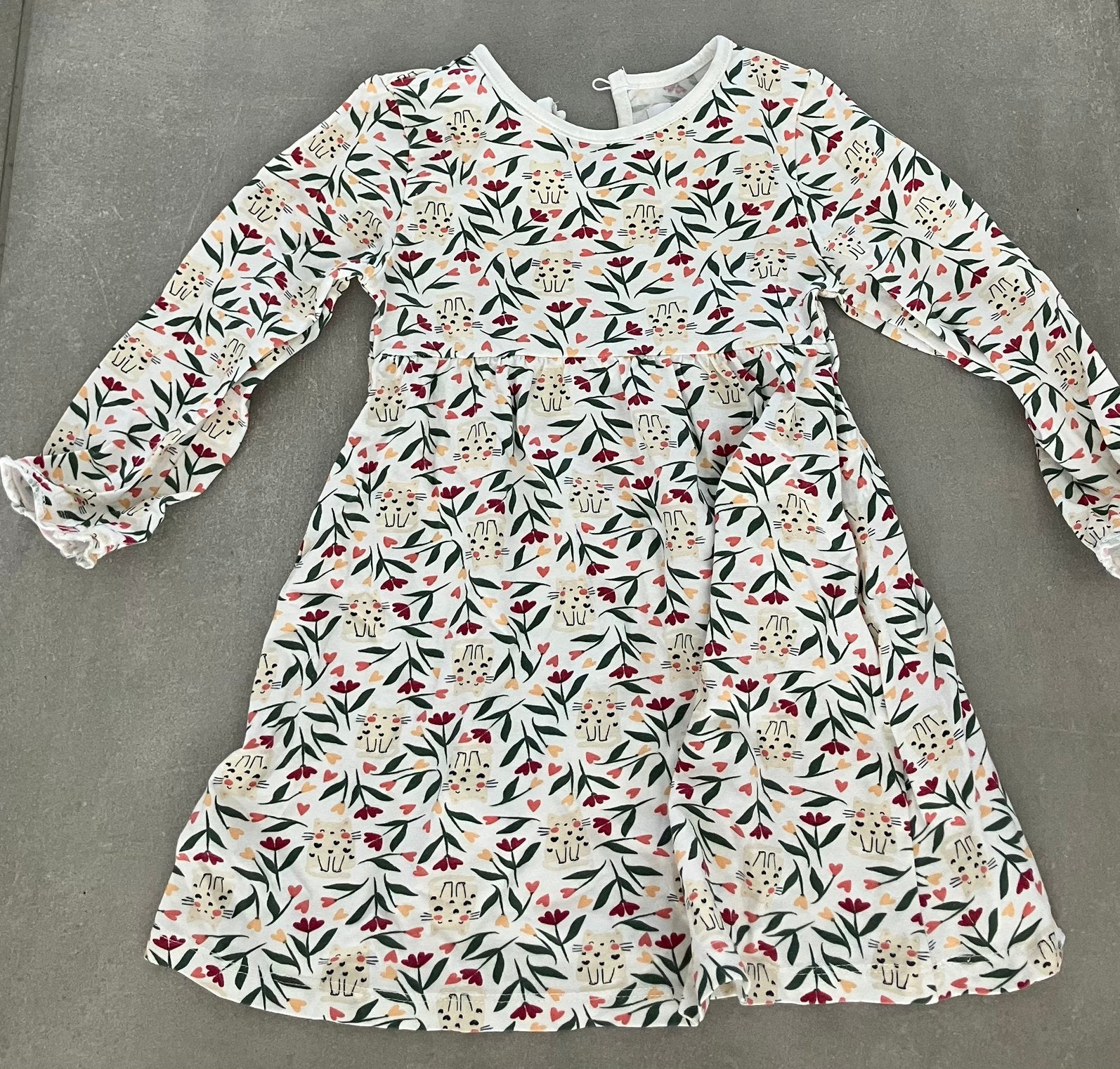 Bub’l poesjeskleedje beige/groen/roze accenten maat 92, Kinderen en Baby's, Kinderkleding | Maat 92, Ophalen, Zo goed als nieuw