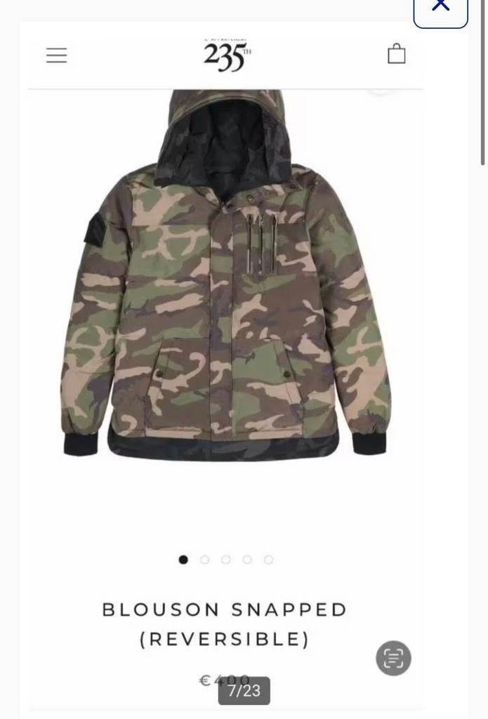 Omkeerbaar camouflagejack met dons, Ophalen, Nieuw