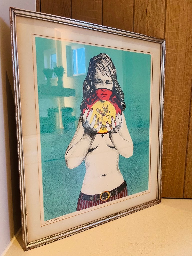 Vintage pop art werk / litho - Max Selen, Antiquités & Art, Art | Peinture | Moderne, Enlèvement ou Envoi, Encadré, Abstrait