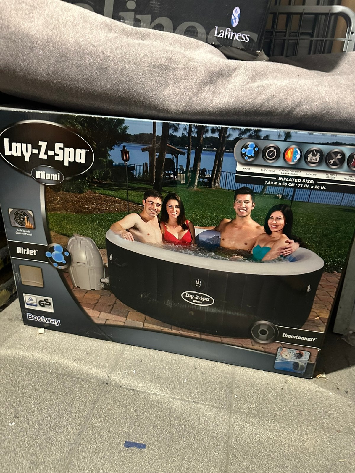 Bestway Lay-Z-Spa Miami AirJet Jacuzzi + onderhoudskit, Ophalen, Nieuw, Pomp, Opblaasbaar
