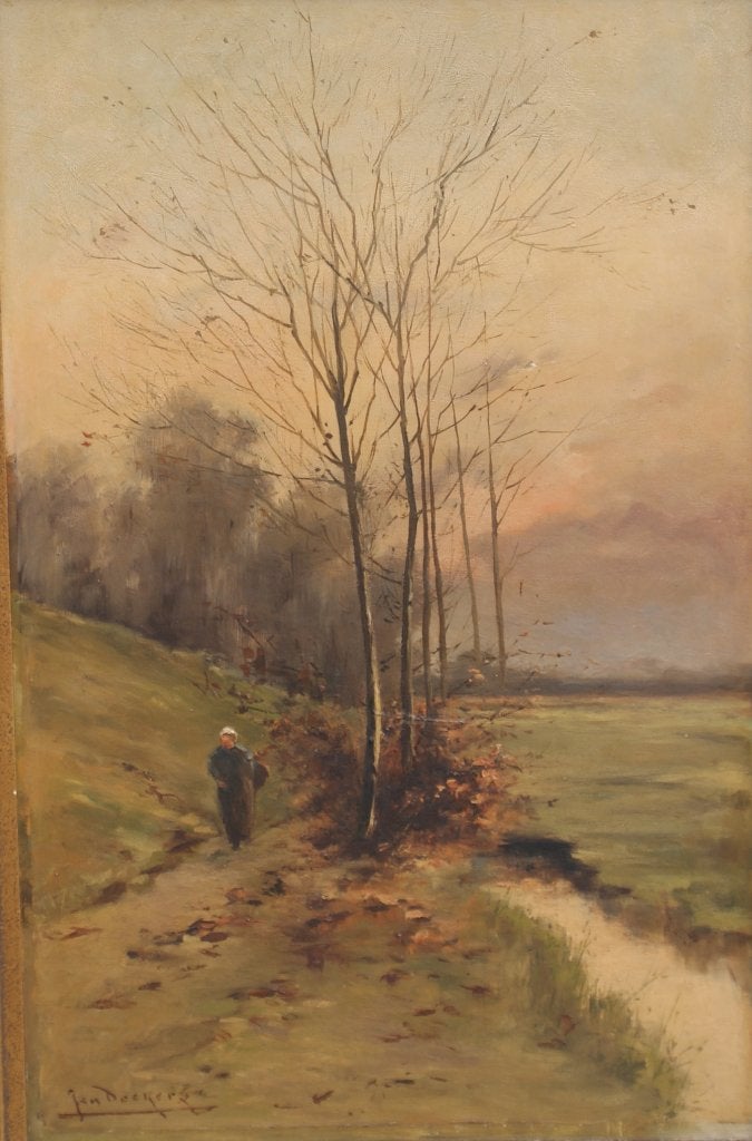 Jan Deckers (1865-1942):: Landschap (42 x 61 cm), Ophalen of Verzenden, Gesigneerd, Olieverf, Landschap
