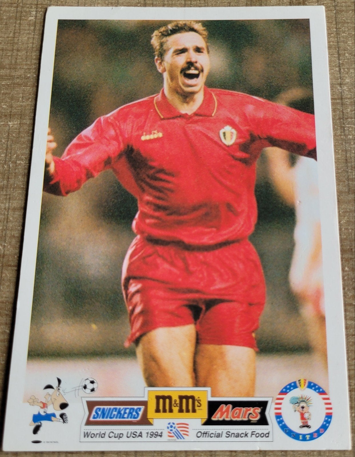 Postkaart World Cup USA 1994: Lorenzo Staelens, Ophalen of Verzenden, Gebruikt, Poster, Plaatje of Sticker