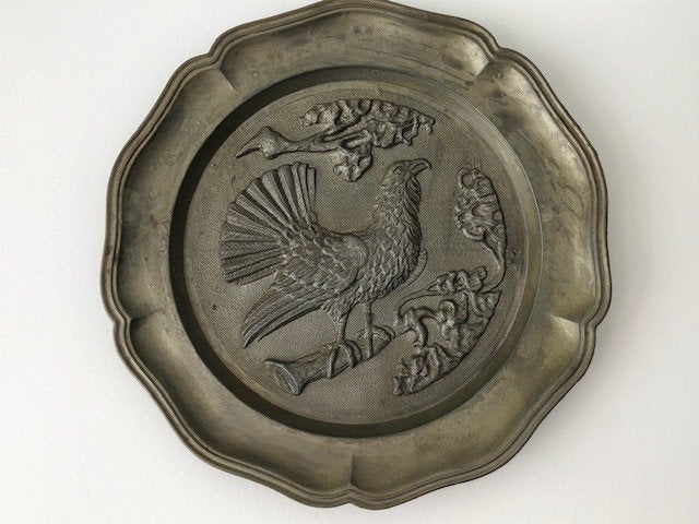 Bord met vogeltekening in verwerkt / +- 50 jaar oud, Enlèvement ou Envoi