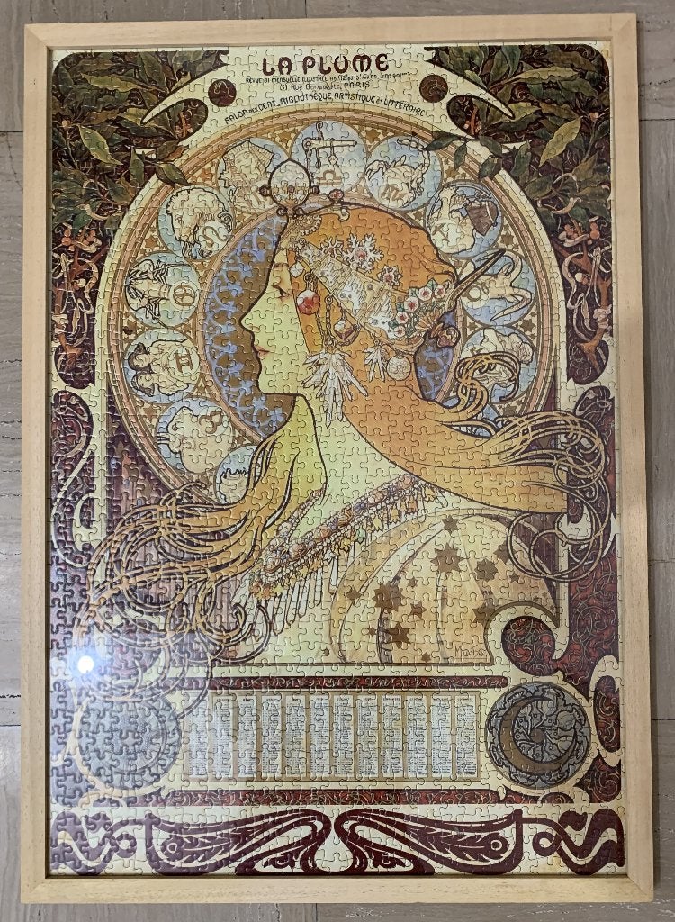 Panneau en puzzle encadré, Antiquités & Art, Portrait ou Personnes, Sous verre, Autres techniques, Panneau