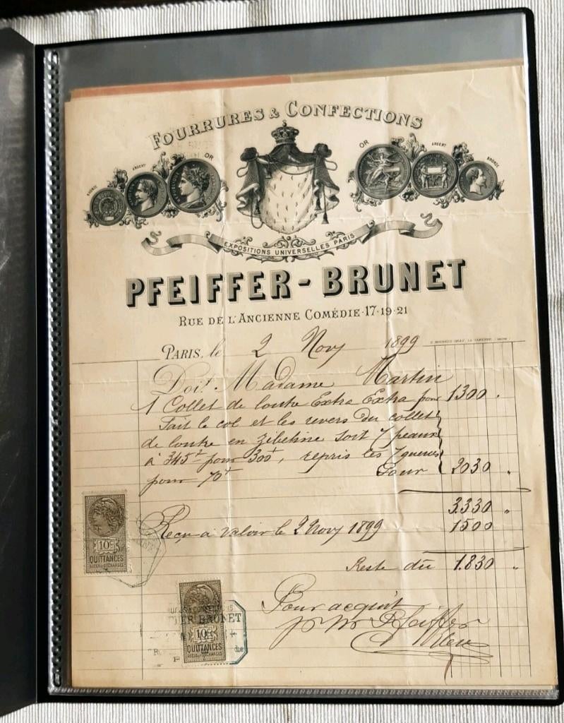Facturen van Pfeiffer-Brunet+Fashions+Bont en Briefhoofd, Ophalen of Verzenden, Zo goed als nieuw, Couturiers