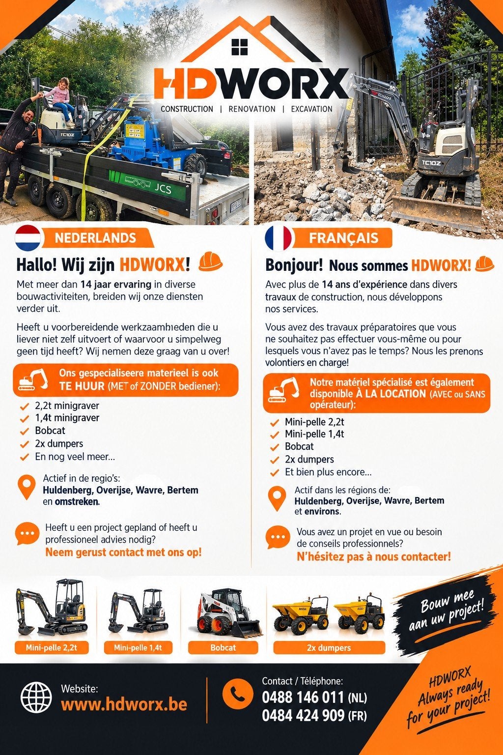 Professionele bouwmachines en materieel te huur!